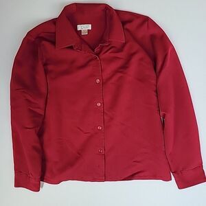 Christopher And Banks Women’s Button Down Size Large Red